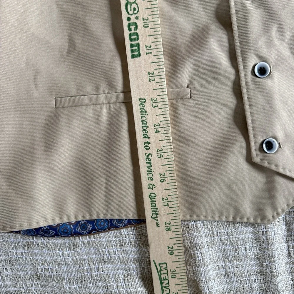 Statement Italy Double Breasted Waistcoat Vest 54L (56 Chest) Beige Old Money
